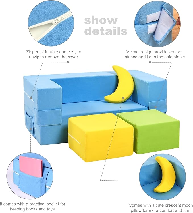 Modular Kids Sofa, Toddler Couch Foam Armchair - Image 6