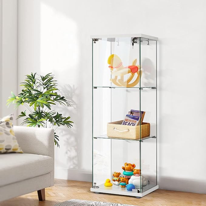 VIVOHOME 3 Layers 15.7''W x 15.7''D x 47.2''H Glass Display Cabinet Countertop - Image 2