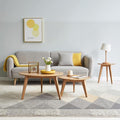 100% Solid Oak Wood Coffee Table Set, Round Coffee Table Combo Side Table by Vadisun