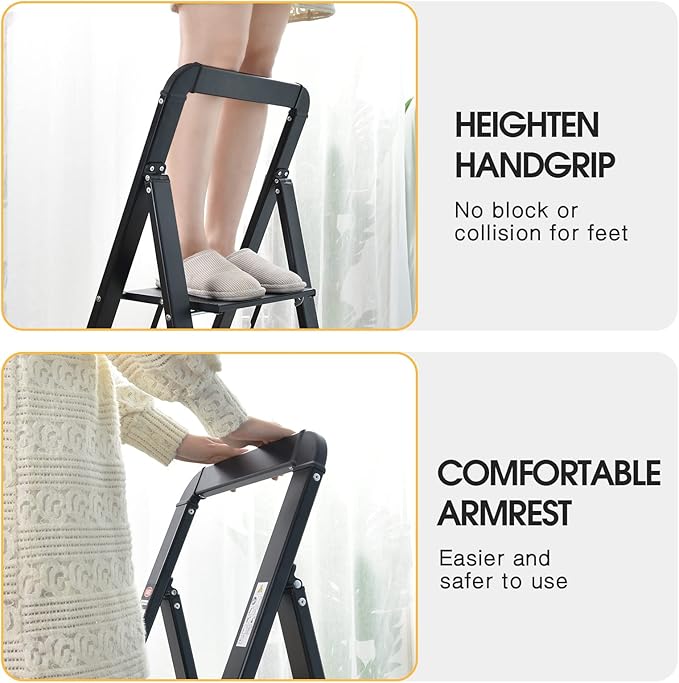KINGRACK Step Ladder, 2 Steps, Folding Step Ladder - Image 5