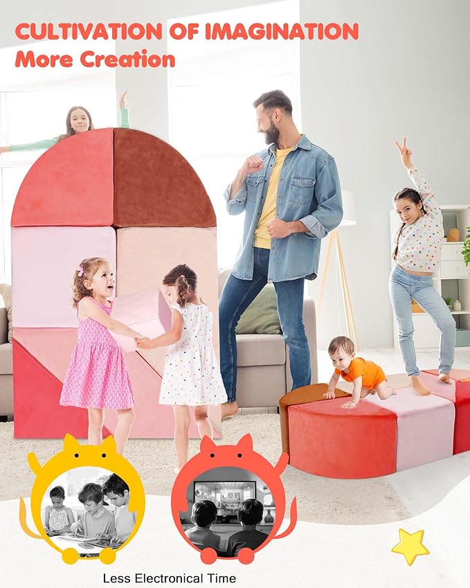 Kids Play Couch, 2-in-1 Heart-Shape Kids Plays Sofa - Image 4