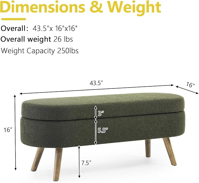 NicBex Ottoman Bench with Storage - Image 3