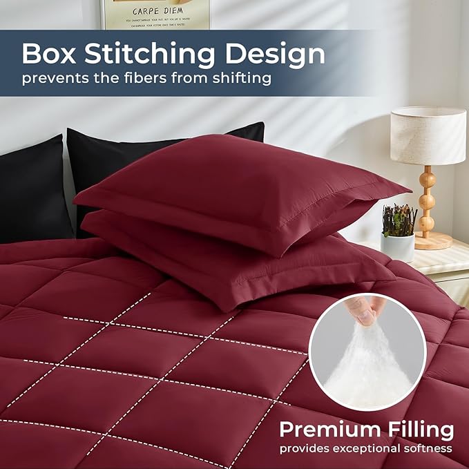 HEVUMYI Red & Black Full Comforter Set - Image 5