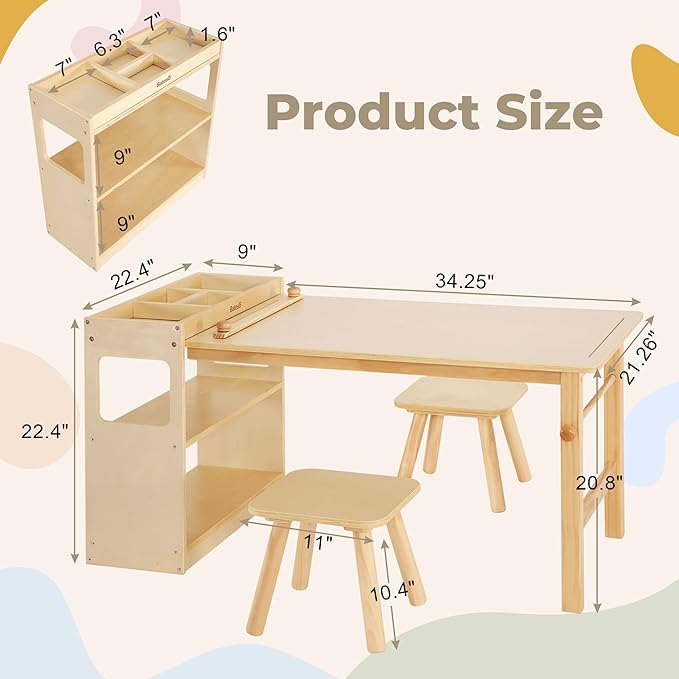 Kids Art Table and 2 Chairs Set - Image 2