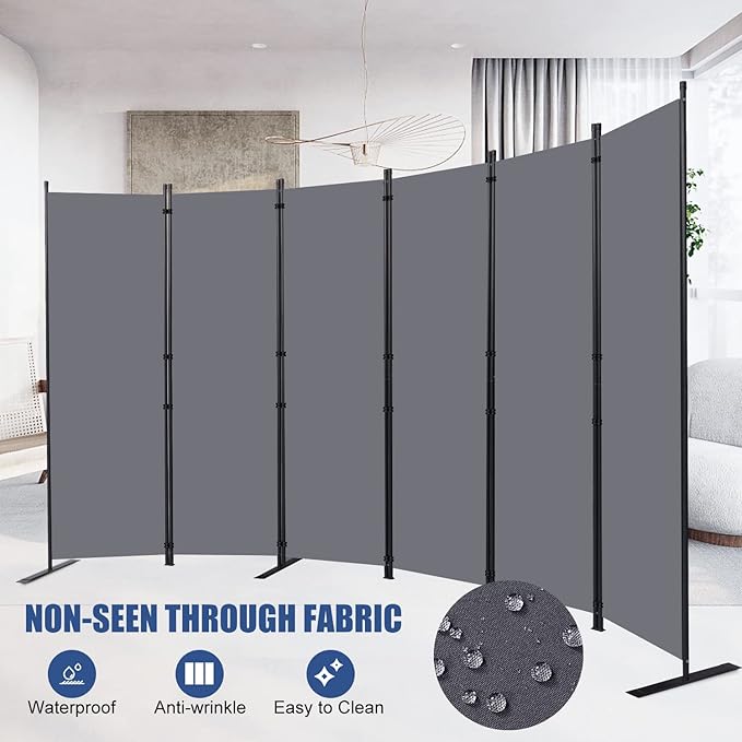 Room Divider and Folding Privacy Screens， 6 Panel Wide Room Divider Wall Screen - Image 3