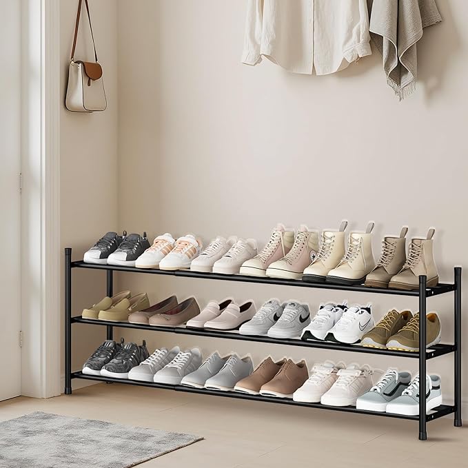 STORAGE MANIAC Long Expandable Shoe Rack, 18 Pairs Metal Wide Stackable Shoe - Image 6