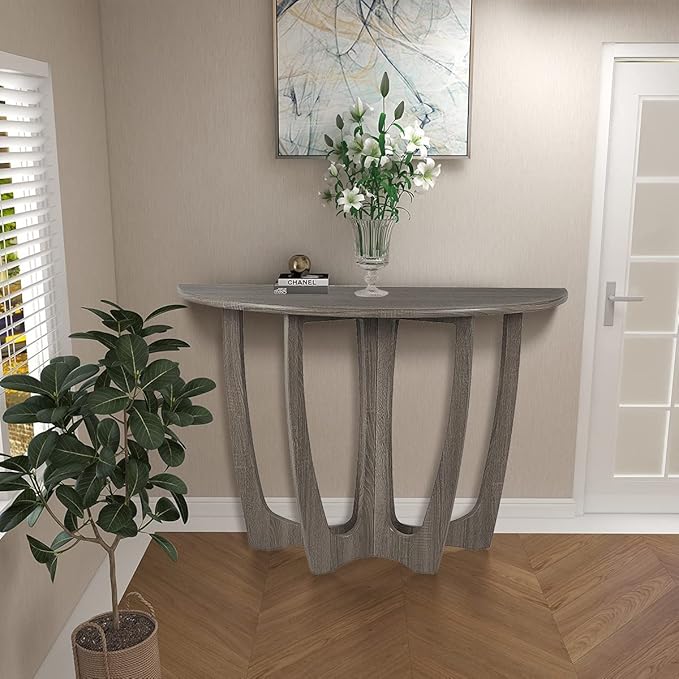 FINECASA Half-Moon Console Table, Semicircle Narrow Side Table, 43.4x17x30 - Image 3
