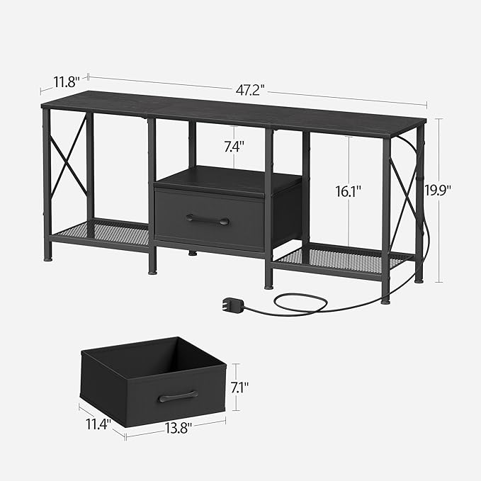 LED TV Stand with Fabric Drawer, Entertainment Center - Image 2