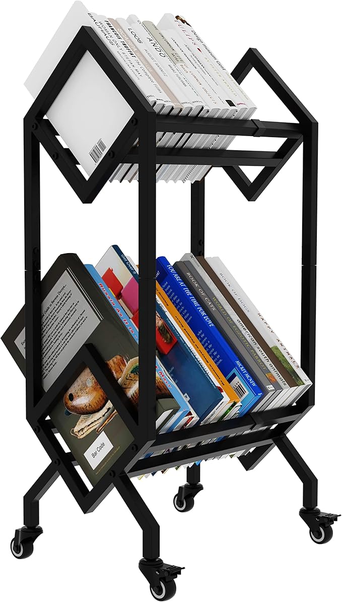 VEDECASA Bookshelf Book Rack Industrial Metal Bookcase 2 Tier Holder by VEDECASA