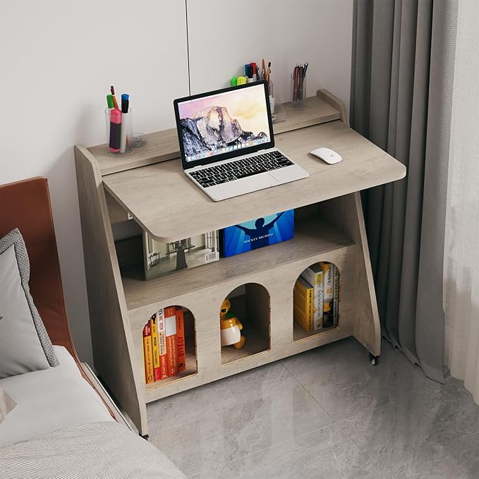 Pmnianhua Portable Mobile Desk on Wheels, Mobile Workstation, Rolling Computer - Image 8