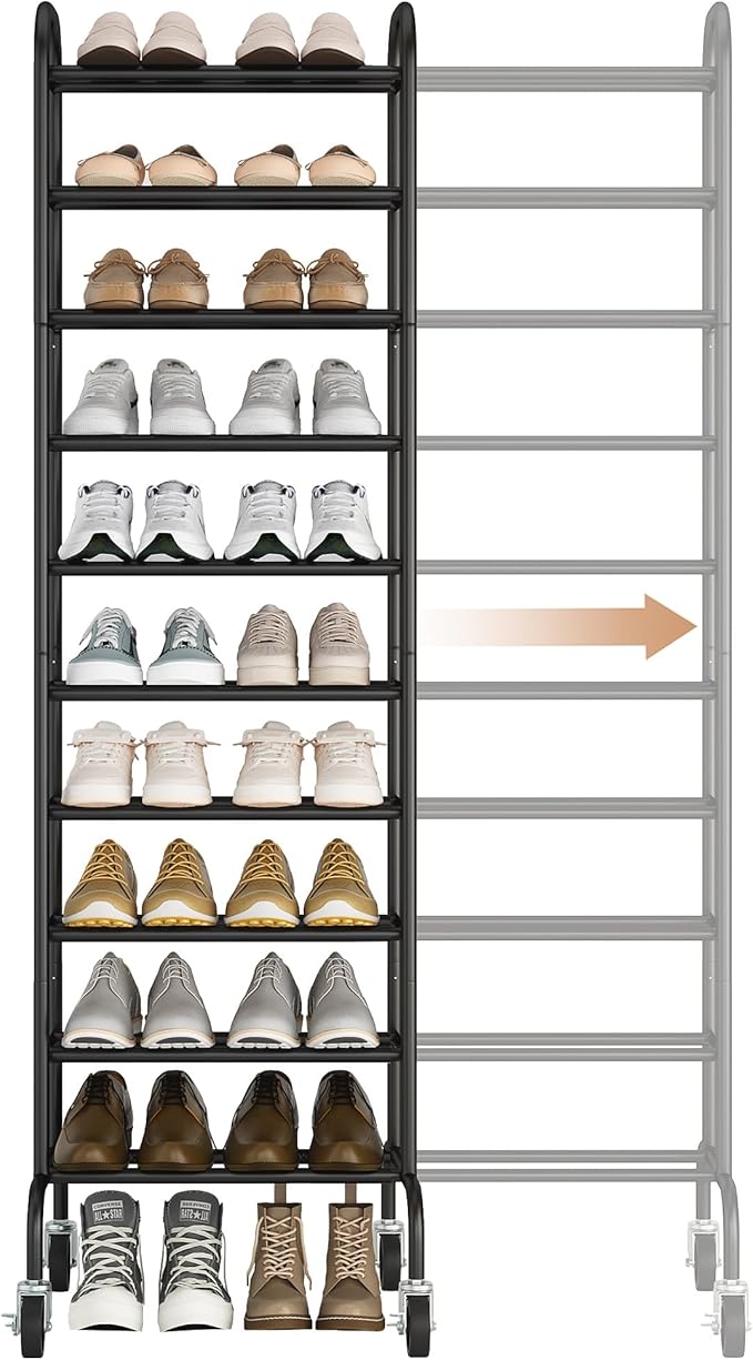 STORAGE MANIAC Expandable Shoe Rack, 44 Pairs Stackable Small Shoe Rack by STORAGEMANIAC