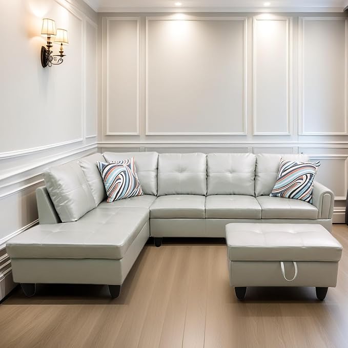 L Shaped Sectional Couches, Leather Couch Modular Sectional Sofa - Image 6