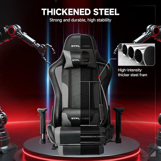 GTPLAYER Gaming Chair with Bluetooth Speakers and Footrest, Ergonomic Gamer - Image 8