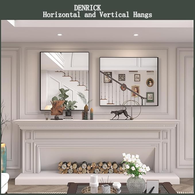 Brushed Metal Thick Frame Bathroom Mirror 30 x 30 Inch Metal Frame Black - Image 8