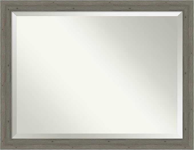 Amanti Art Grey Wall Mirror 35x45 Fencepost Grey Narrow Rectangle Bathroom by AmantiArt