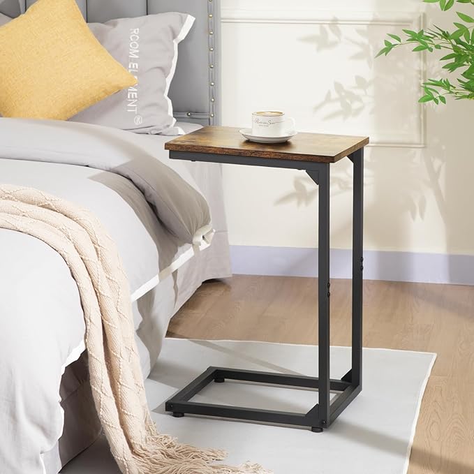 AMHANCIBLE C Shaped End Table, Slide Under Couch Table - Image 2