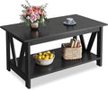 WLIVE Coffee Table with Storage Shelf, 39.4" Farmhouse Coffee Table with by WLIVE
