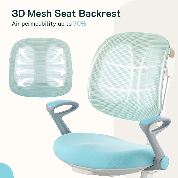 Ergonomic Kids Desk Chair with Footrest & Height-Adjustable Seat, Work & Dining - Image 9