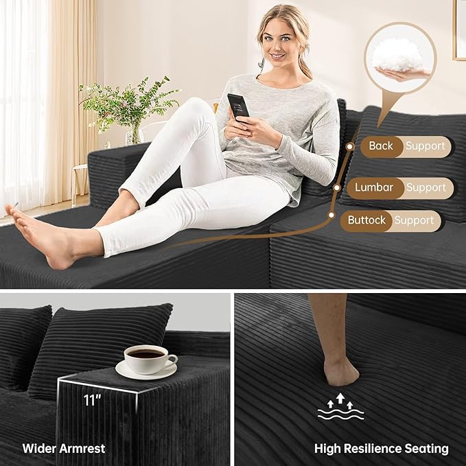 ANONER 103" Modular Sectional Sofa, L-Shaped Cloud Couch - Image 5