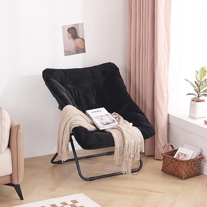 Tiita Comfy Folded Chair, Soft Faux Fur Oversized Folding Accent Chair - Image 7