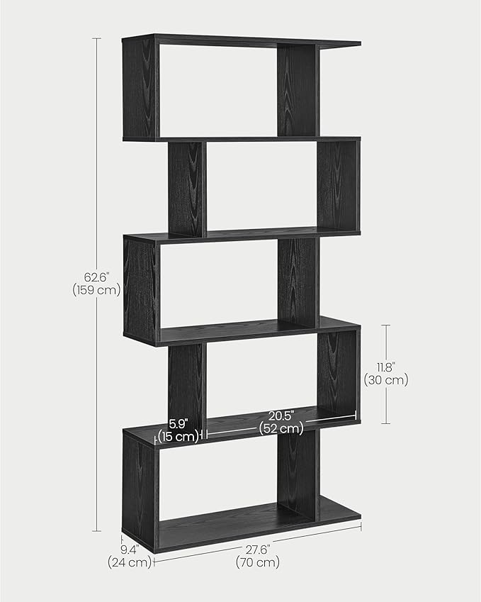 VASAGLE Bookshelf, 5-Tier Bookcase, Tall Display Shelf, Freestanding Storage - Image 3