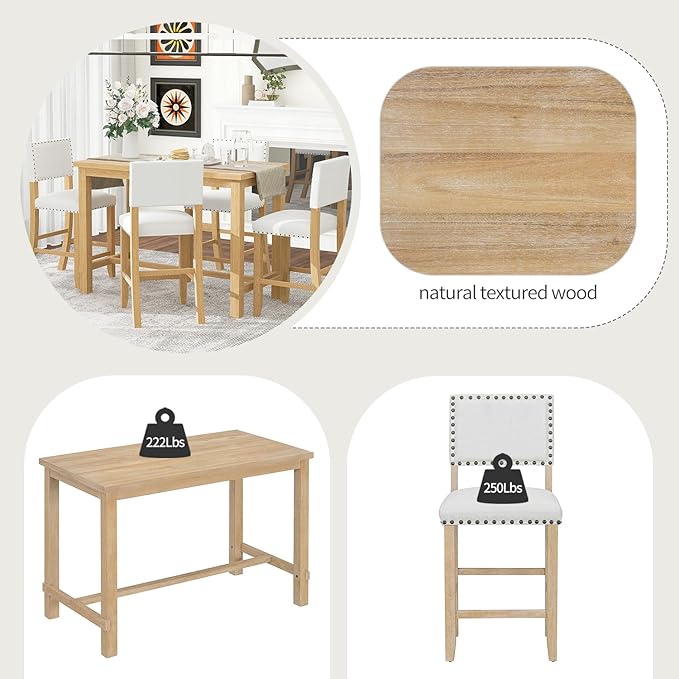 Ball & Cast 5 Piece Wood Dining Table Set - Image 5