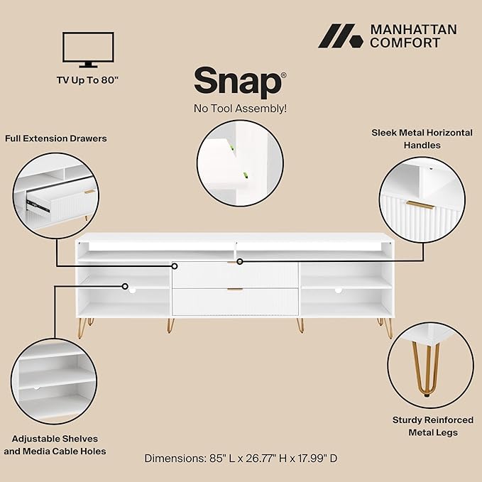 Manhattan Comfort Dumbo Mid Century Modern TV Stand - Image 4