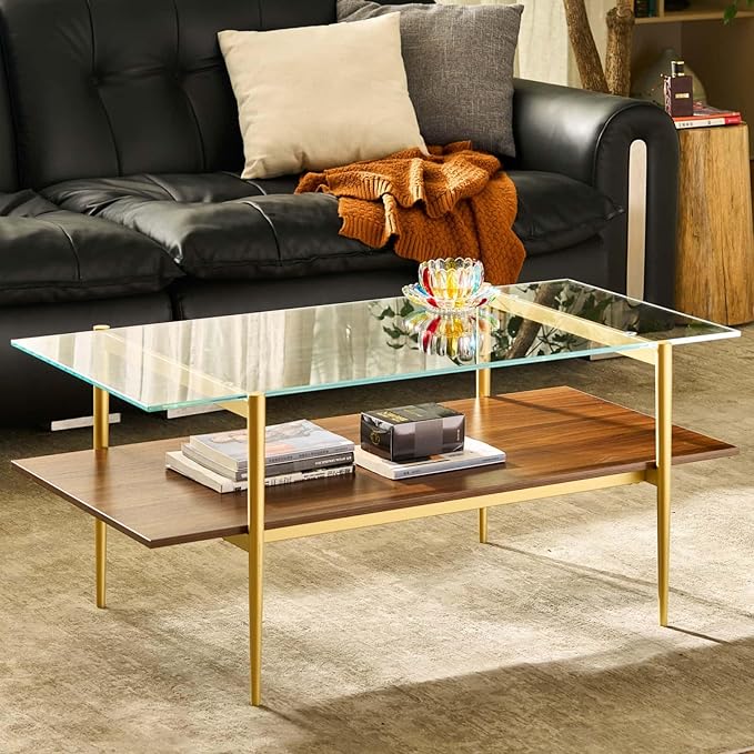AGV LIGHTING Tadio Glass Coffee Table, Mid-Century Modern Coffee Table - Image 3