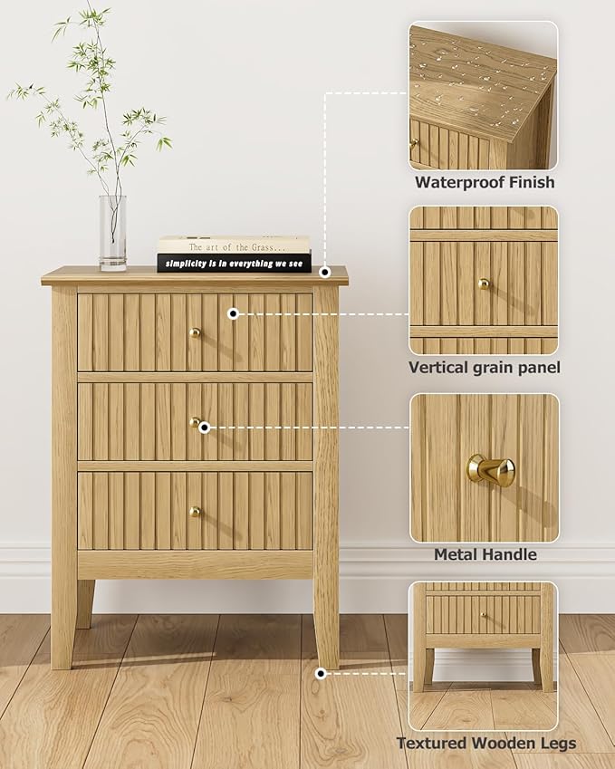 Fluted Nightstand, Farmhouse Night Stand - Image 4