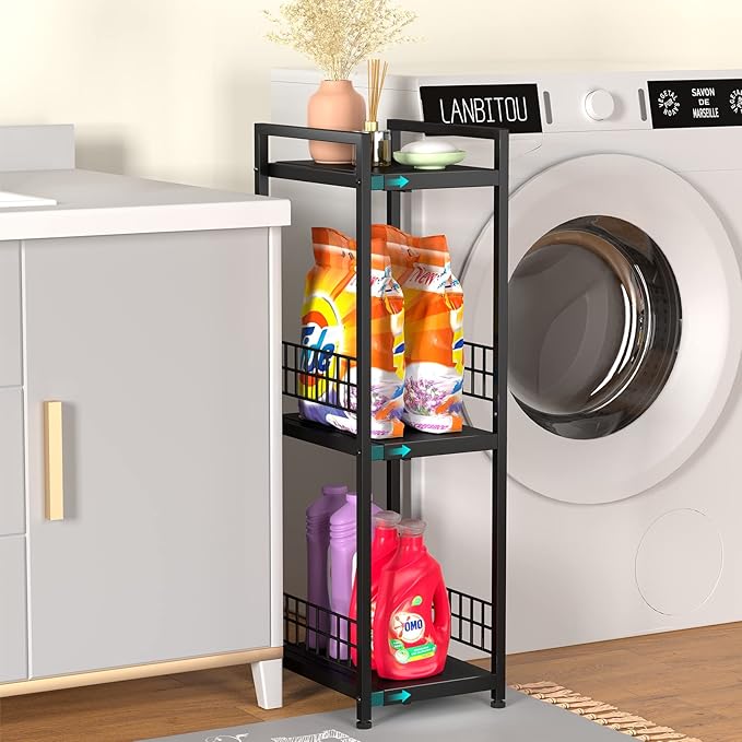 3-Tier Metal Shelving Unit, Expandable, Free-Standing, Open Floor Shelves - Image 2
