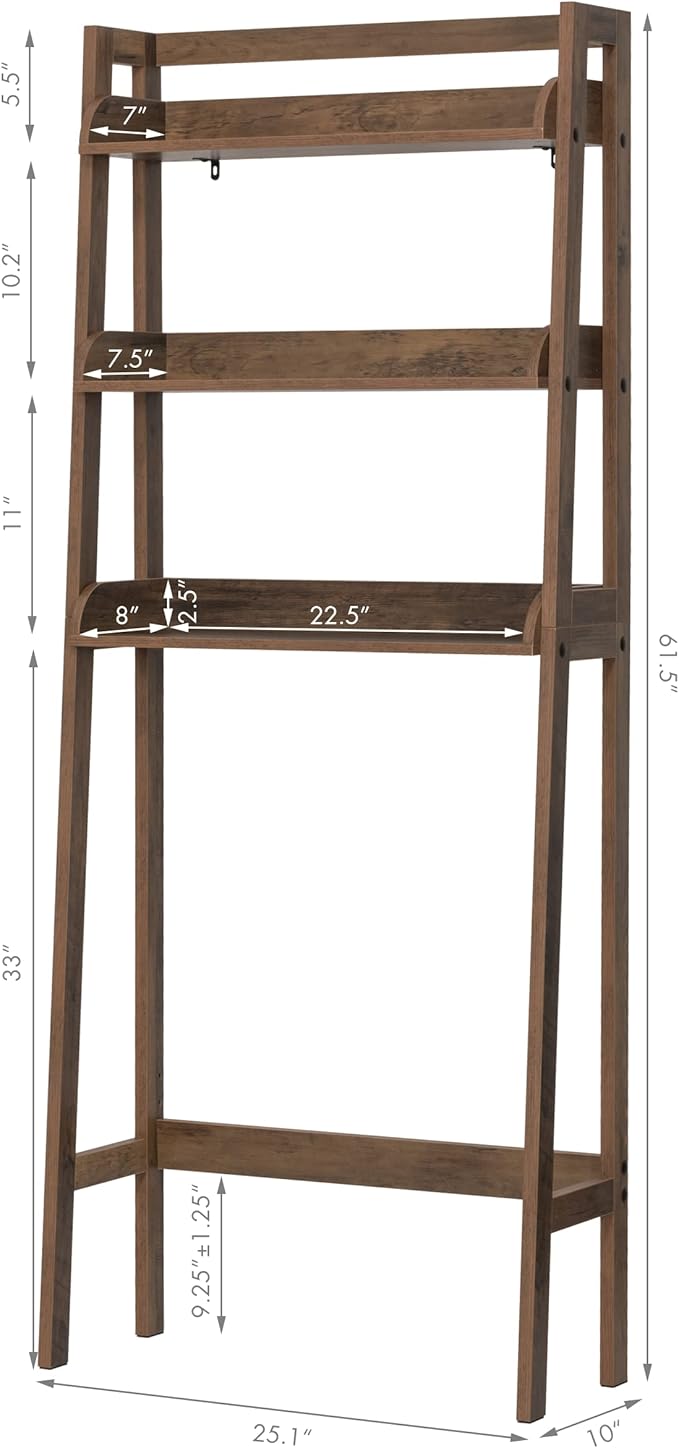 UTEX Over The Toilet Storage Shelf, 3-Tier Over Toilet Bathroom Organizer - Image 3