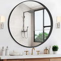 Black Round Mirror 42 inch Deep Frame Circle Mirror, Metal Frame Round Bathroom by WelcometoCIVENO