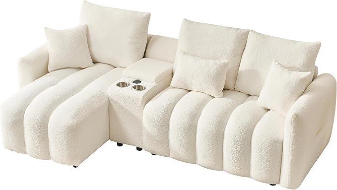 92-Inch Teddy Boucle Tufted Sofa Couch - Image 9
