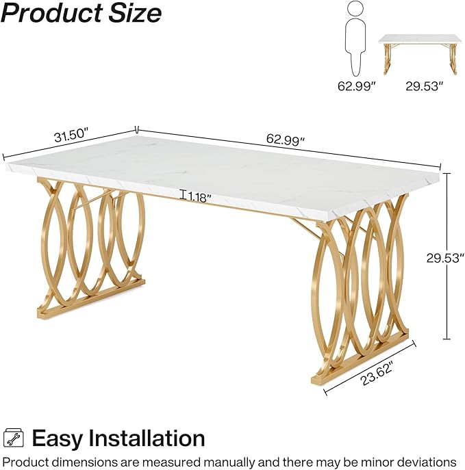Tribesigns Modern Dining Table, Unique Rectangular Dinner Table Kitchen & - Image 2