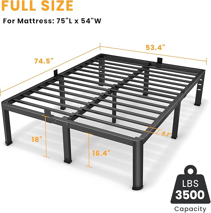 18 Inch Full Size Metal Platform Bed Frame - Image 3