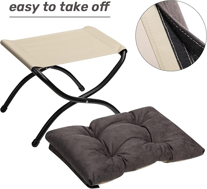 HollyHOME 15" Folding Footrest Stool, Upholstered Small Foldable Ottoman - Image 7