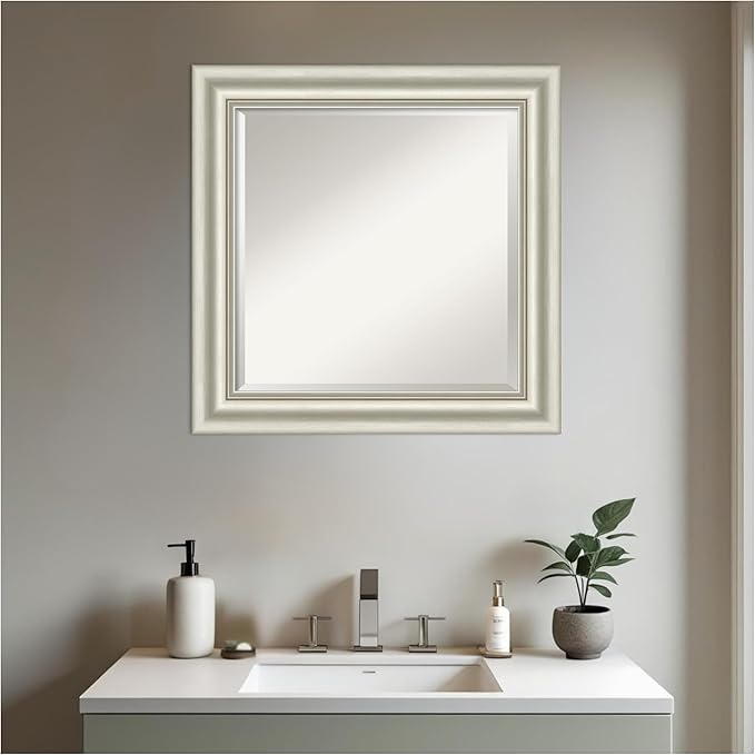 Amanti Art Bathroom Mirror for Over Sink, 26x26 Sophia Silver Square Vanity - Image 5