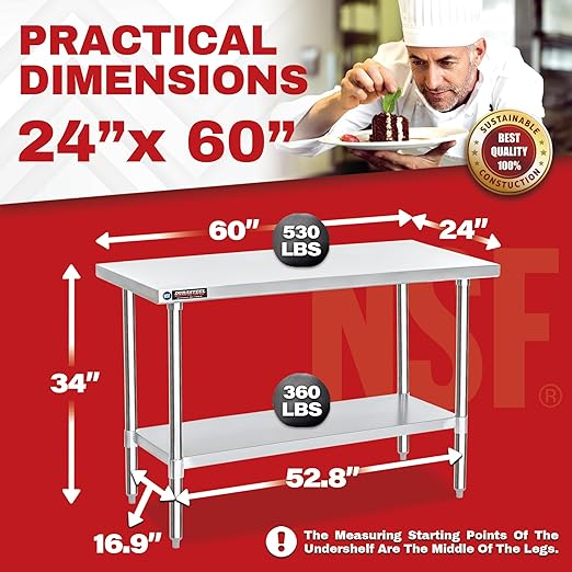 DuraSteel 24x60 Stainless Steel Work Table - Image 2