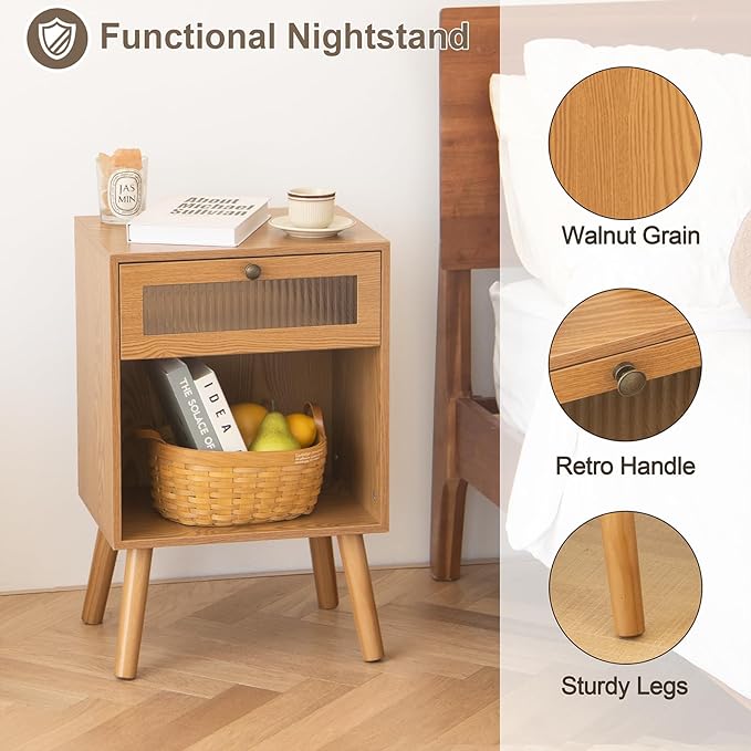 AWASEN Mid Century Nightstand, Bedside Table - Image 5