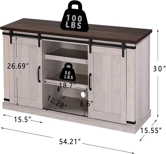 Farmhouse TV Stand for 60inch Television Stand, Entertainment Center - Image 2