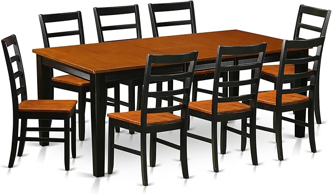 East West Furniture QUPF9-BCH-W 9 Piece Kitchen Table Set Includes a Rectangle by EastWestFurniture