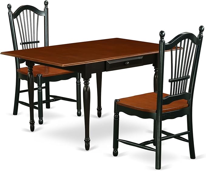 East West Furniture MZDO3-BCH-W 3 Piece Dining Set Contains a Rectangle Dining by EastWestFurniture