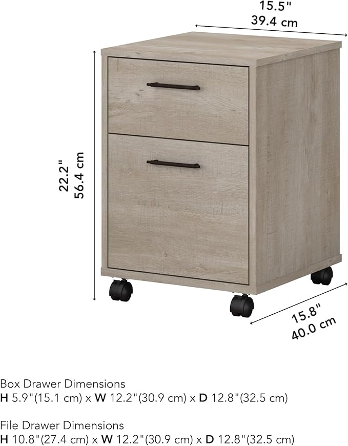 Bush Furniture Key West 2 Drawer Mobile File Cabinet, Rolling File Cabinet - Image 3