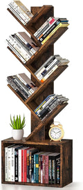 6 Tier Tree Bookshelf, Sturdy Retro Floor Standing Wood Bookcase, Storage Rack by ART-GIFTREE