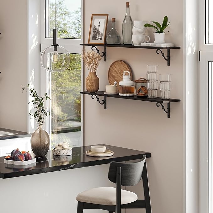 DINZI LVJ Long Wall Shelves, 31.5 Inch Large Floating Shelves Set of 2 - Image 2