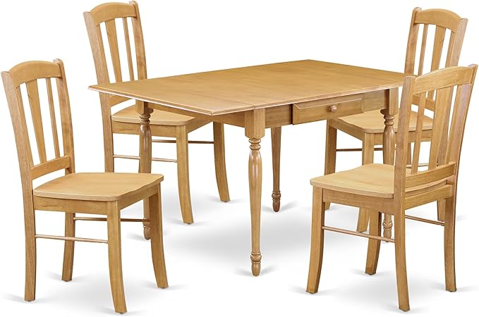 East West Furniture MZDL5-OAK-W 5 Piece Dining Room Table Set Includes a by EastWestFurniture