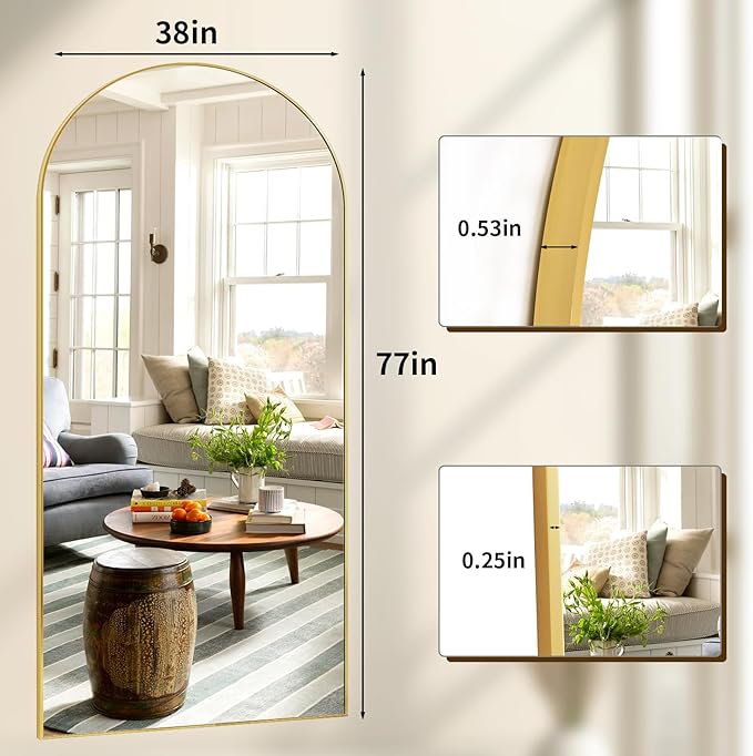 78"x38" Arched Full Length Mirror - Image 4