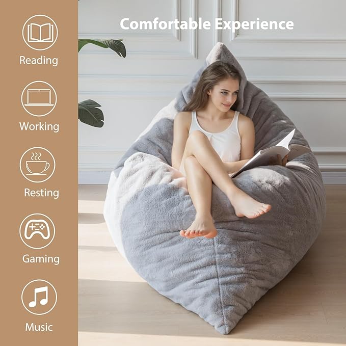 BYBYME 3 in 1 Bean Bag Chair, Convertible Chair Folds from Bean Bag to Lounger - Image 7