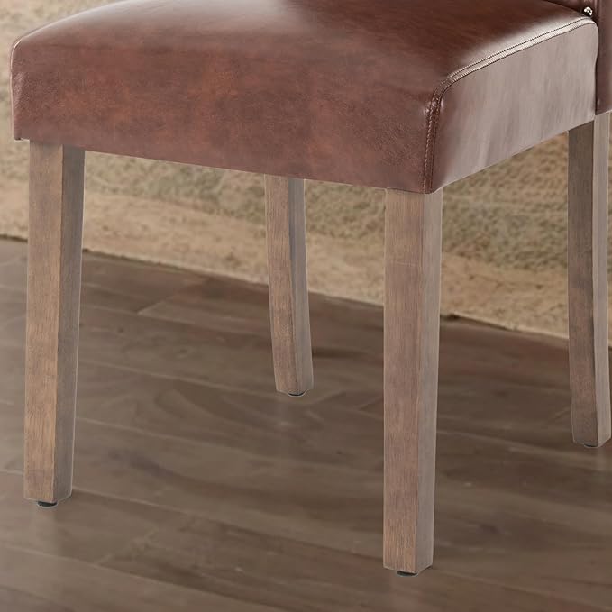 Stylish Upholstered Parsons Dining Chair PU Faux Leather - Image 9
