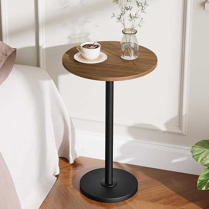 Round Side End Table for Small Spaces, Pedestal Style Martini Drink Side Table - Image 7